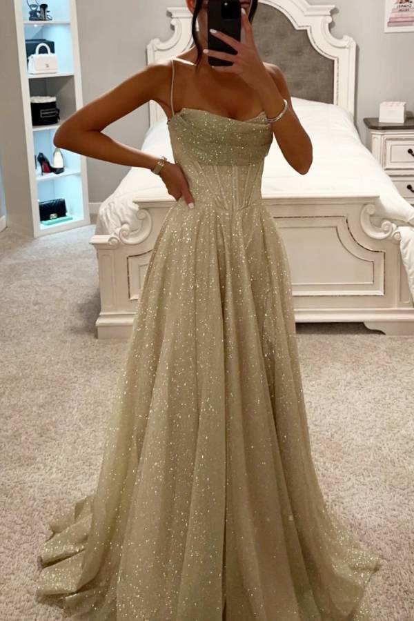 Evening Gown Women Elegant Glitter Maxi Fit Chic Look