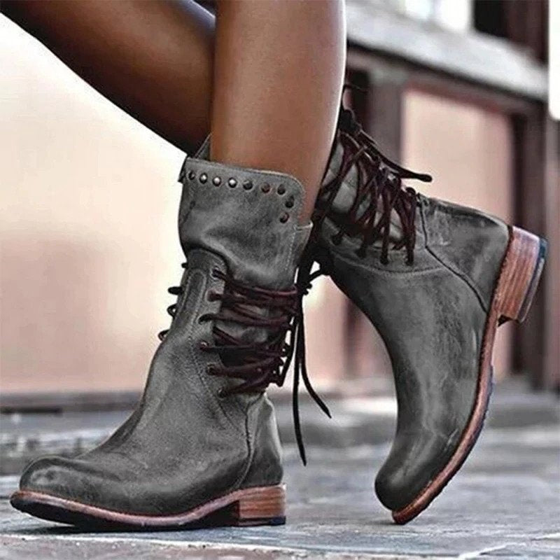 Fall leather boots for women