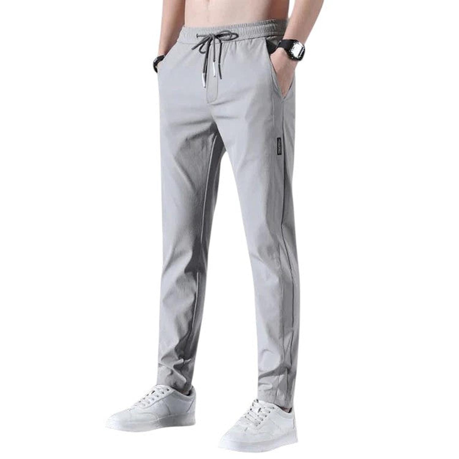 Jogger Trousers Men Slim Tapered Breathable Elastic Drawstring Waist