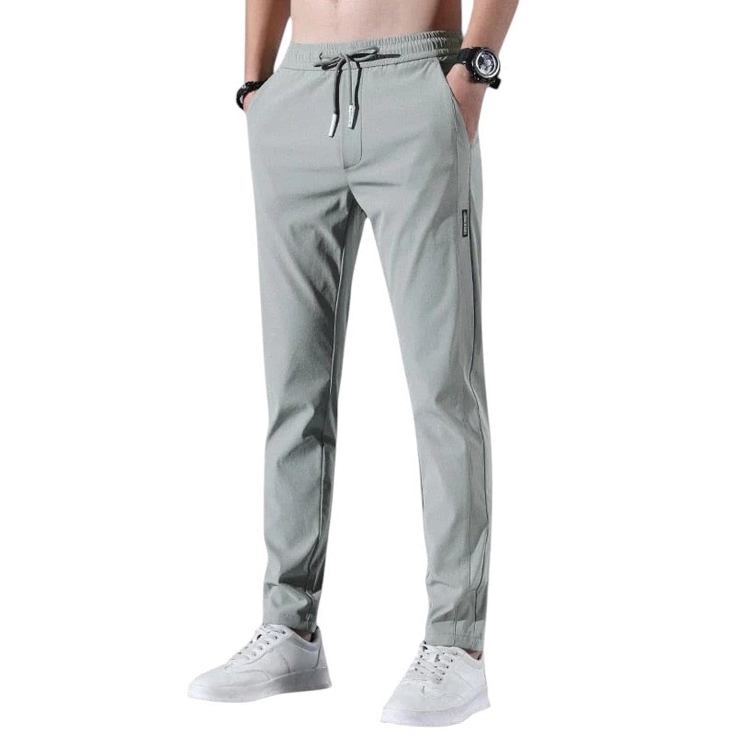 Jogger Trousers Men Slim Tapered Breathable Elastic Drawstring Waist