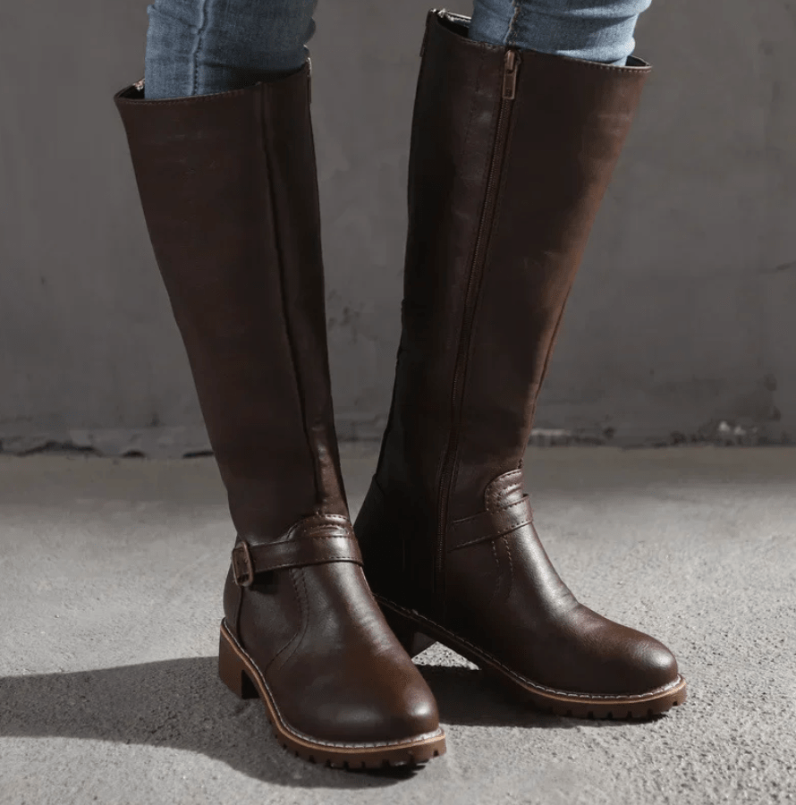 Knee-High Boots Women High Shaft Zipper Closure
