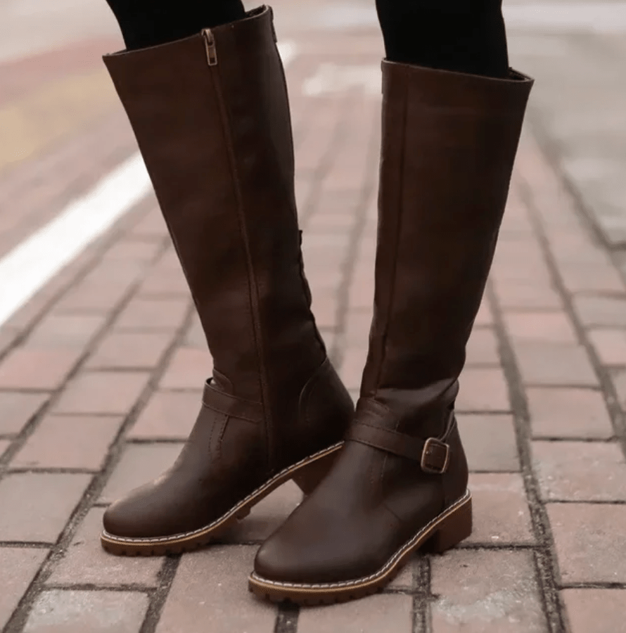 Knee-High Boots Women High Shaft Zipper Closure
