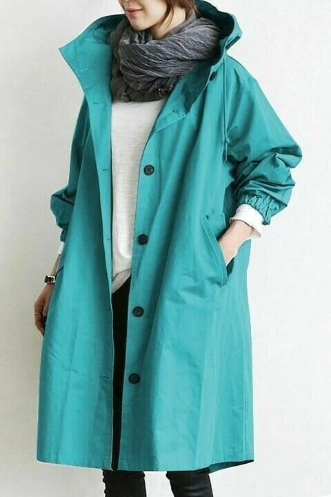 Long Coat Women Button Down Hooded Winter Coat