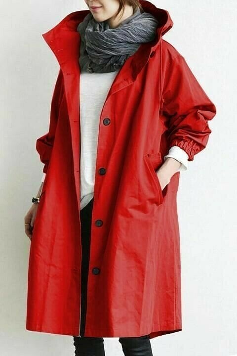 Long Coat Women Button Down Hooded Winter Coat