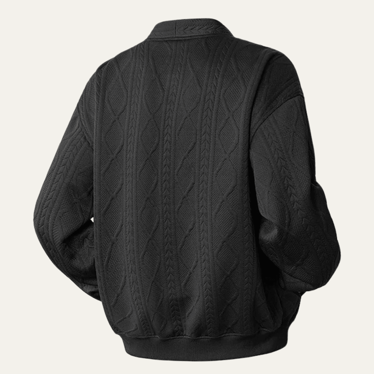 Men's Cardigan — Cable Knit V-Neck Diamond Pattern Button Front