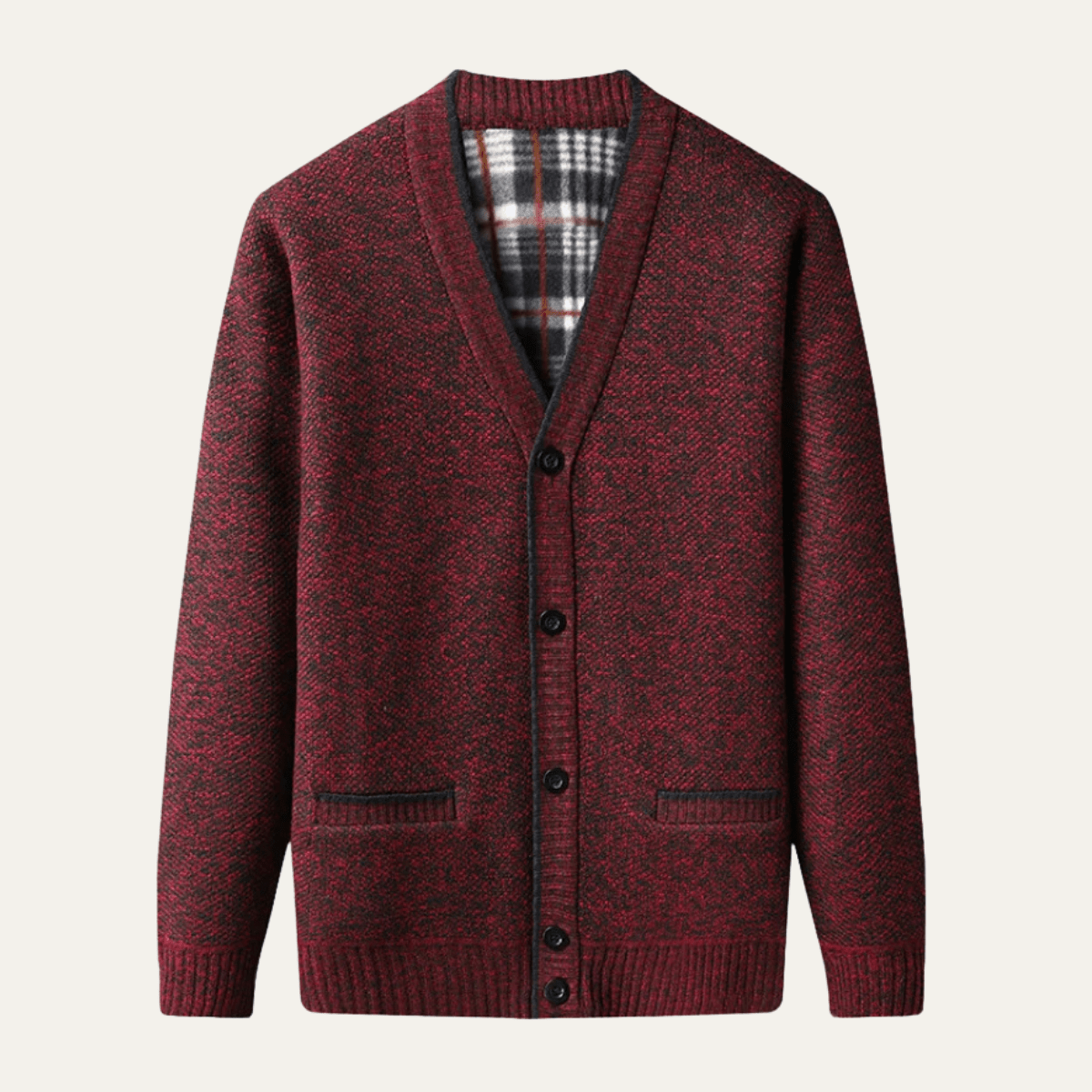 Men's Cardigan — V-Neck Button Front Regular Fit Knit Design