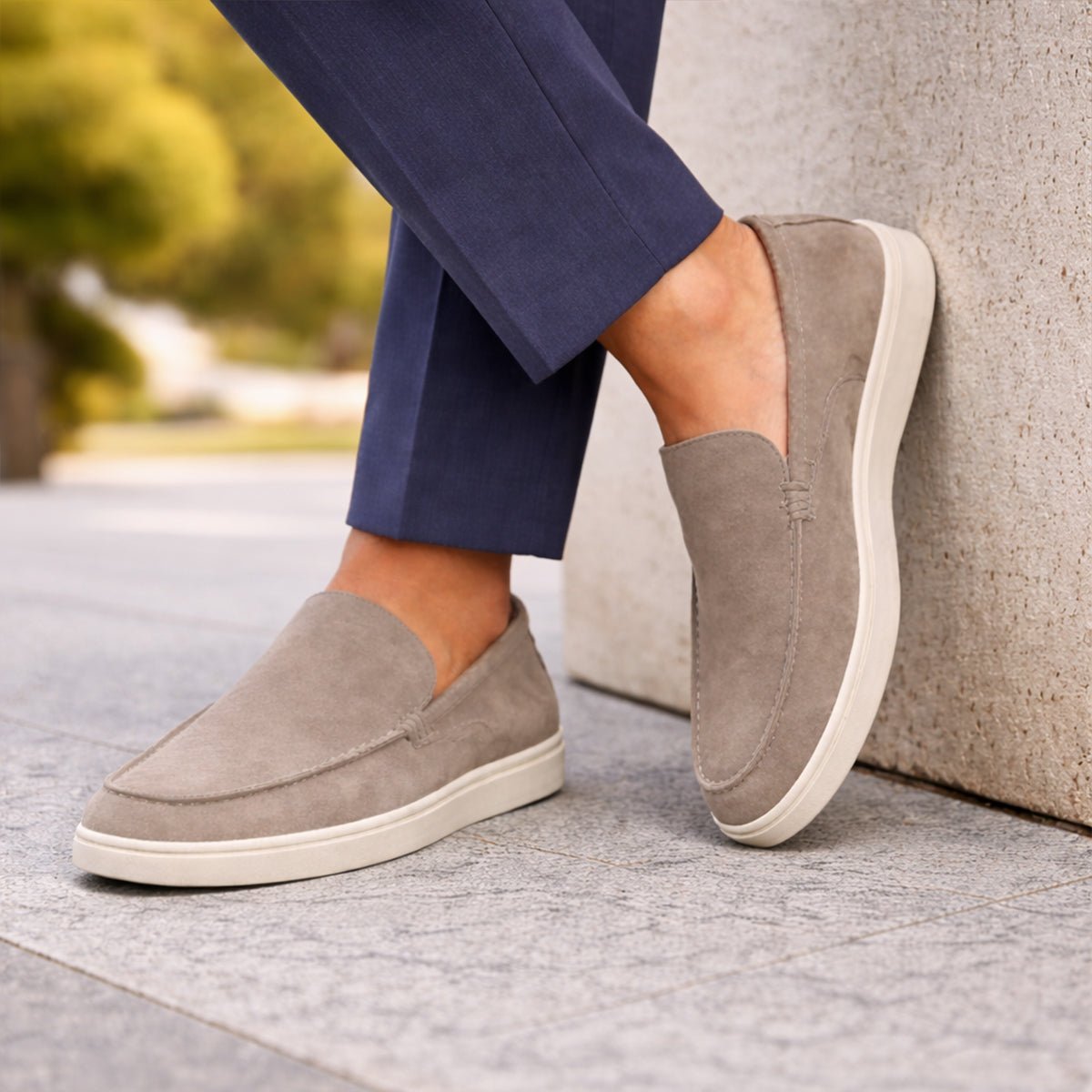 Men's Casual Slip-On Loafers — Rubber Sole Comfort
