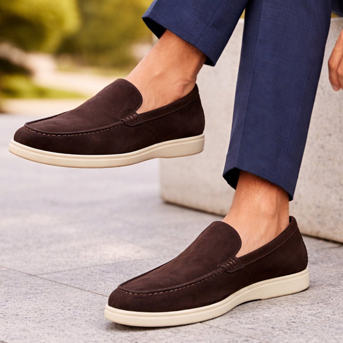 Men's Casual Slip-On Loafers — Rubber Sole Comfort