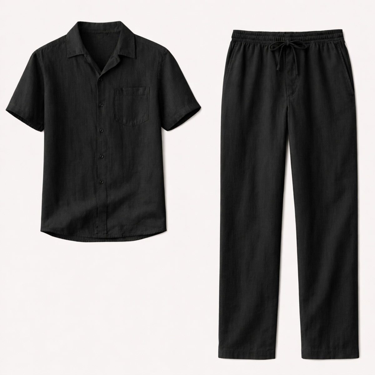 Men's Clothing Set — Relaxed Fit Textured Shirt & Trousers