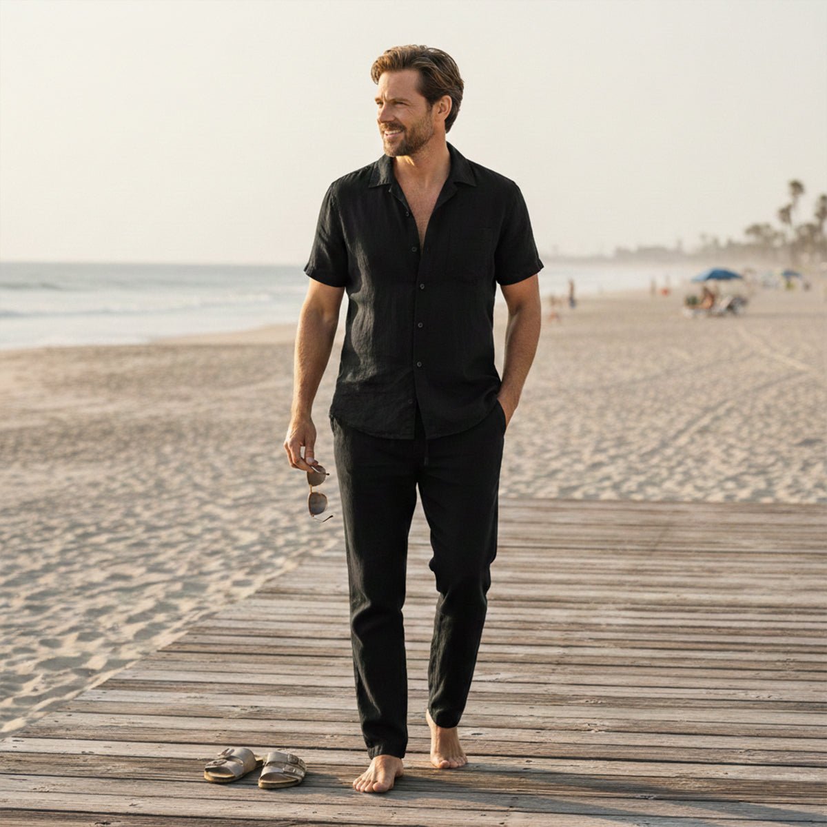 Men's Clothing Set — Relaxed Fit Textured Shirt & Trousers