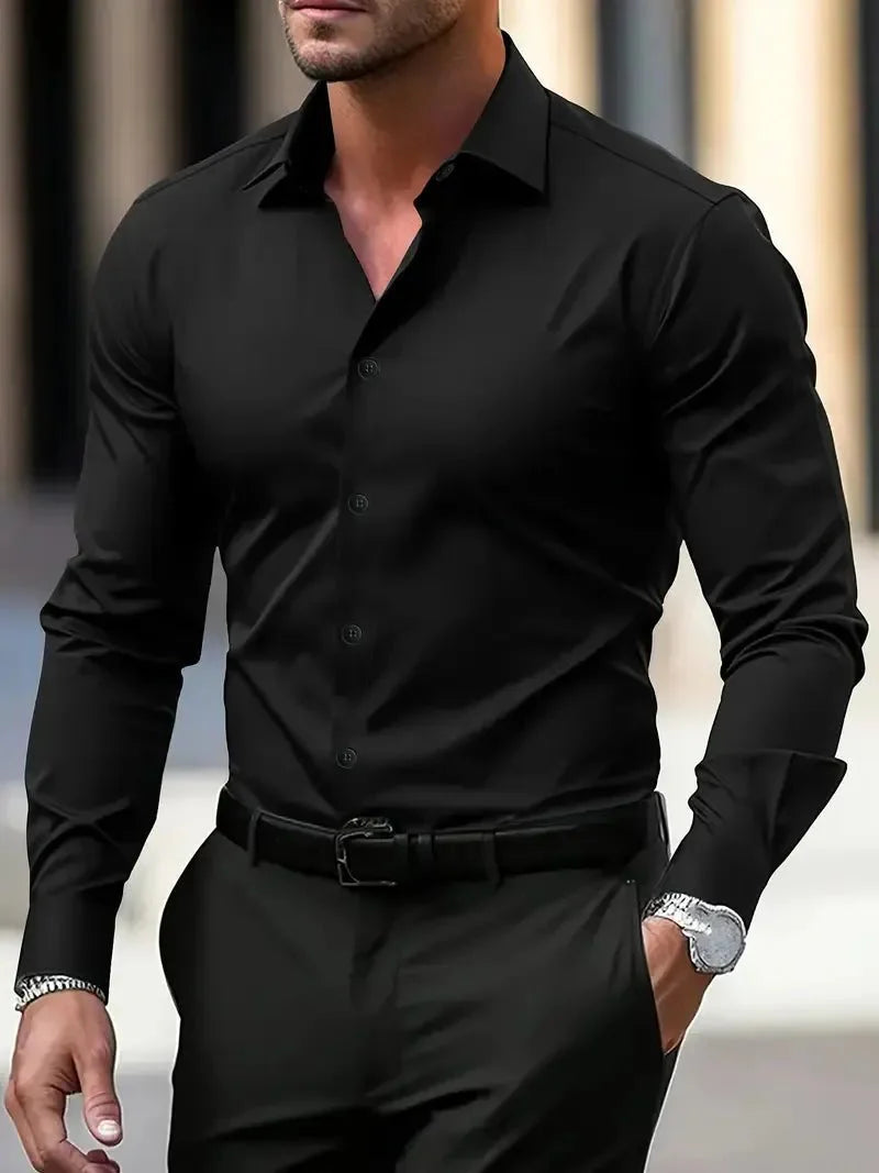 Men's Formal Shirt — Slim Fit Button Cuffs Structured Collar