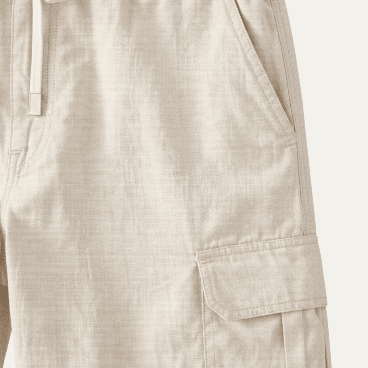 Men's Linen Cargo Trousers - Wide Fit Multi Pocket Design