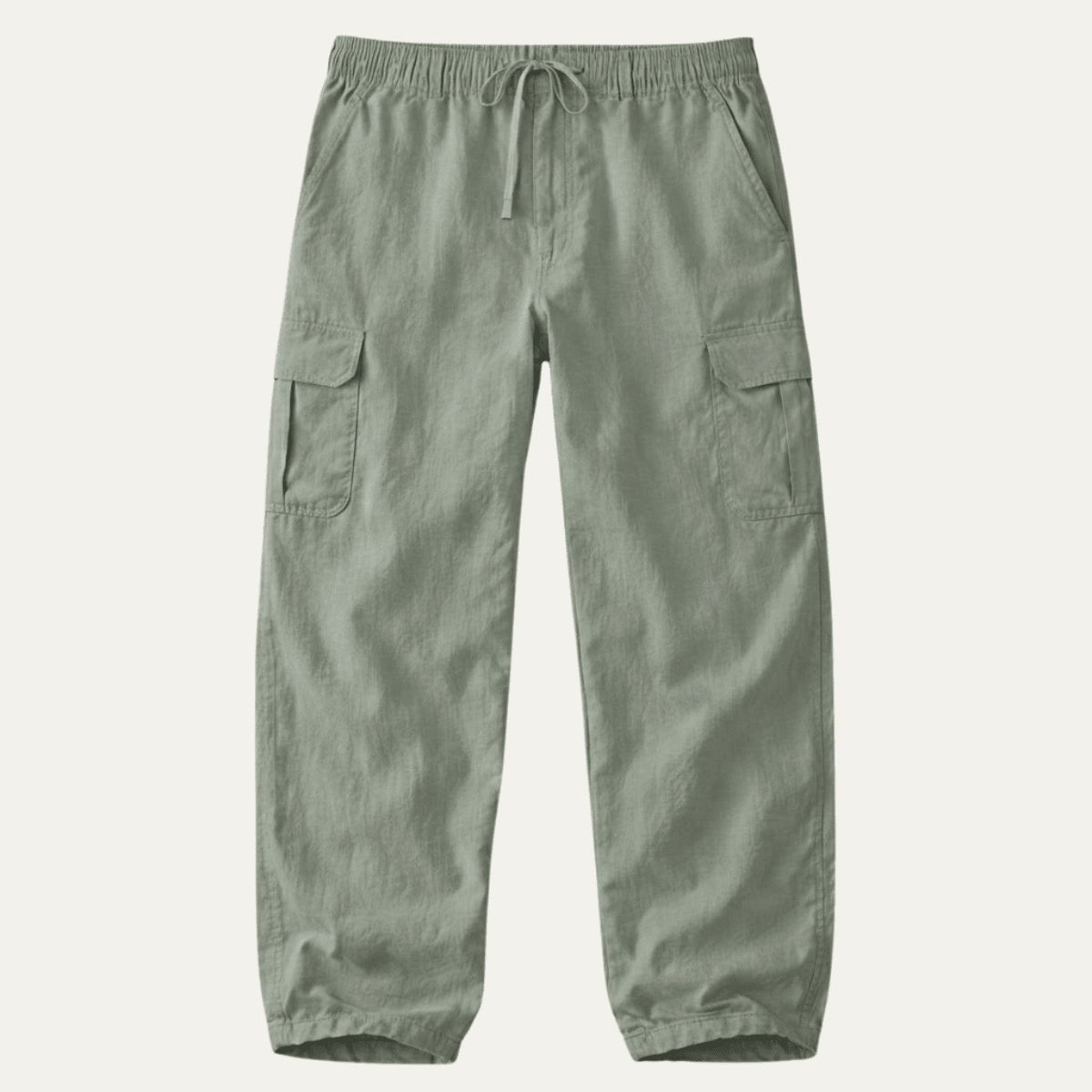 Men's Linen Cargo Trousers - Wide Fit Multi Pocket Design