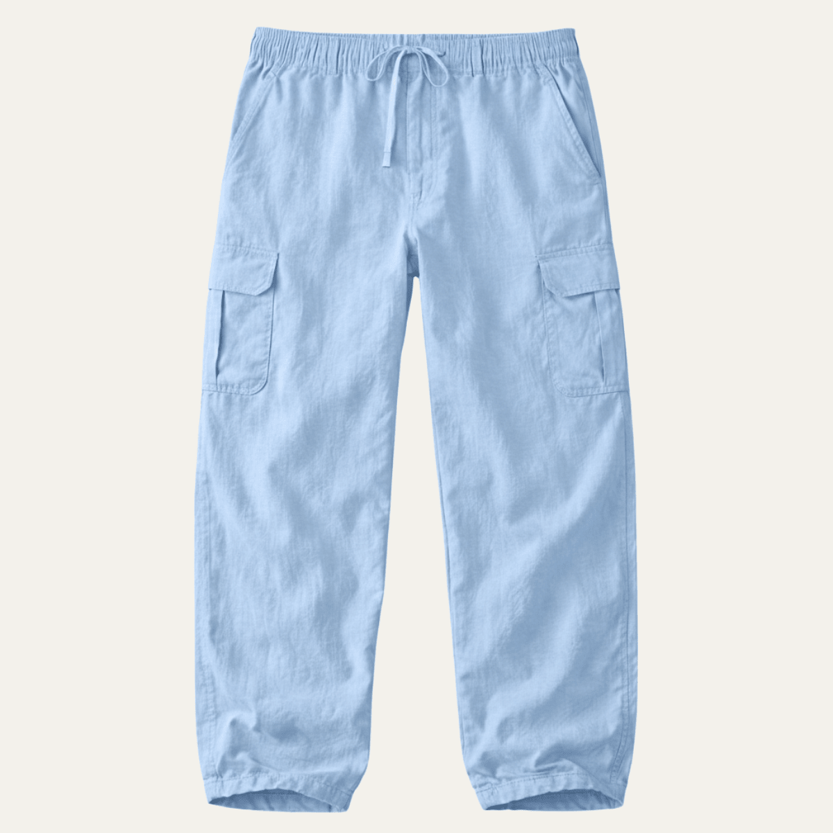 Men's Linen Cargo Trousers - Wide Fit Multi Pocket Design