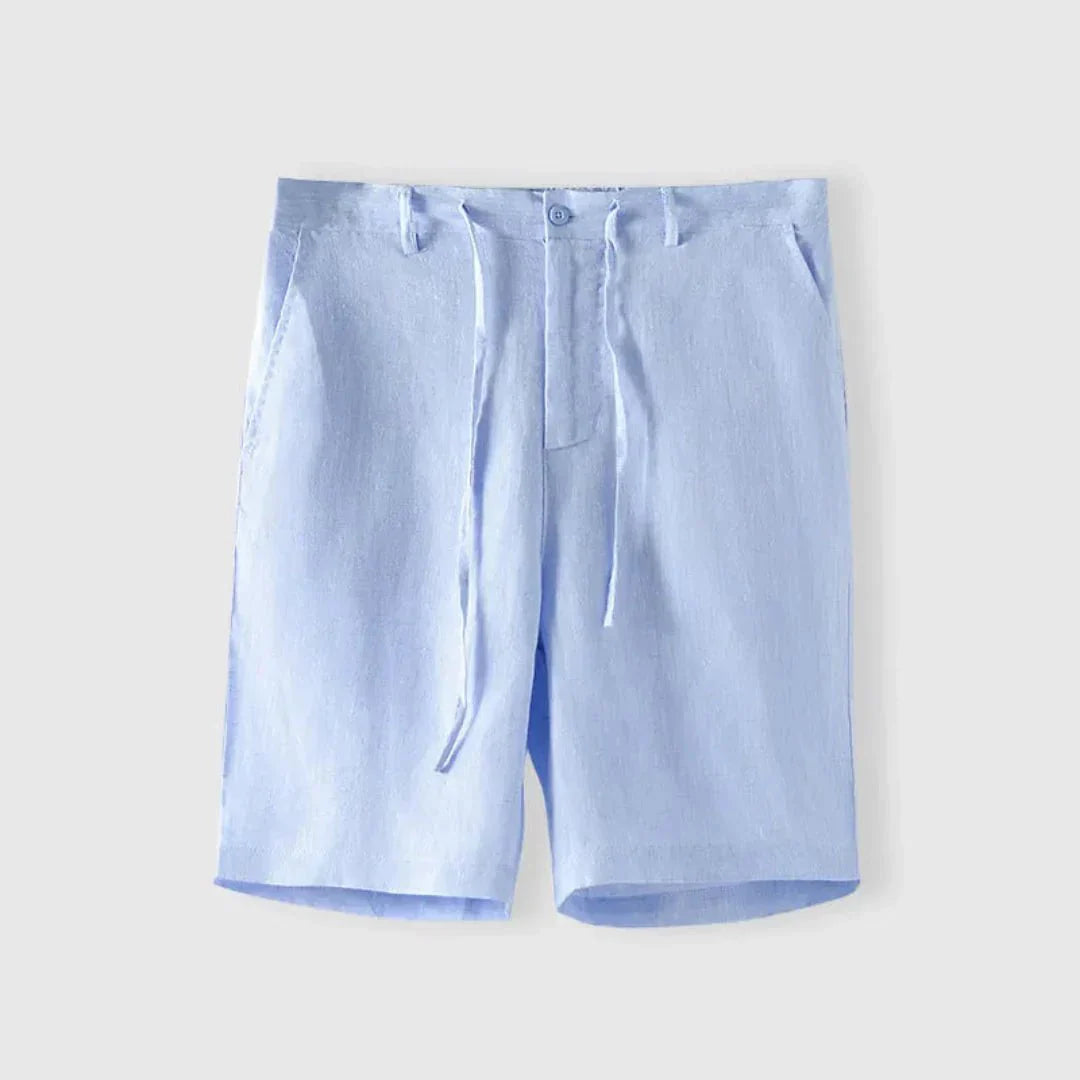 Men's Linen Shorts - Relaxed Fit Drawstring Waist Button Closure