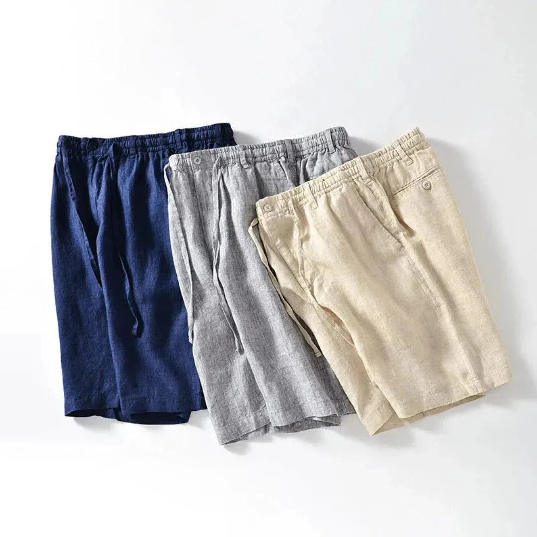 Men's Linen Shorts - Relaxed Fit Elasticated Drawstring Waistband