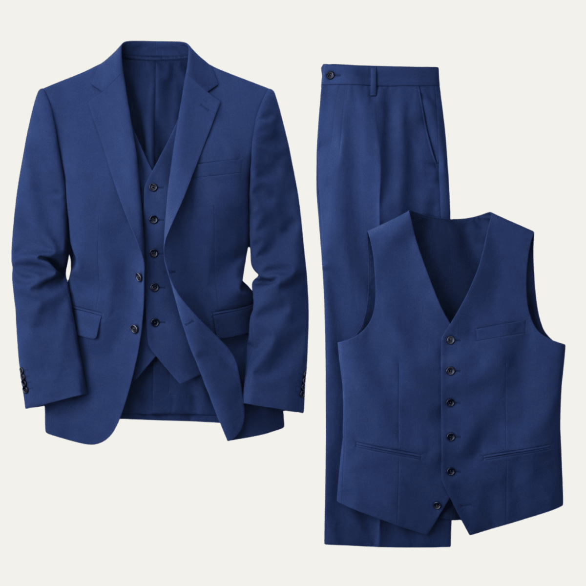 Men's Linen Suit Set -Slim Fit Three-Piece Front Closure