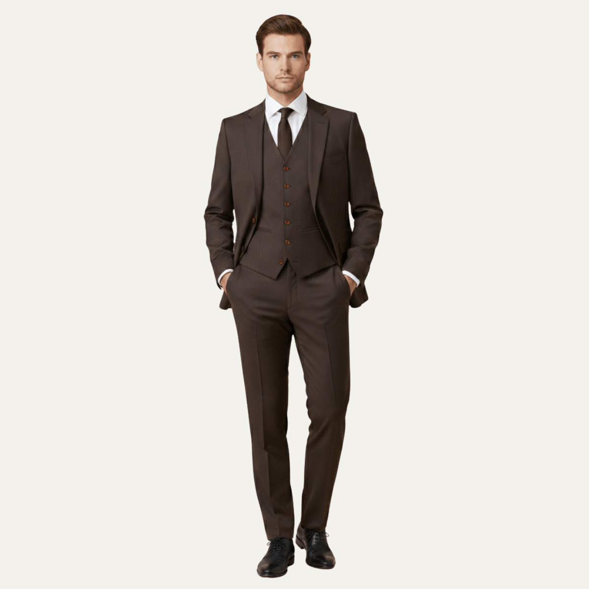 Men's Linen Suit Set -Slim Fit Three-Piece Front Closure