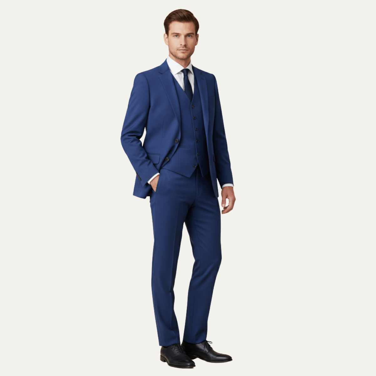 Men's Linen Suit Set -Slim Fit Three-Piece Front Closure