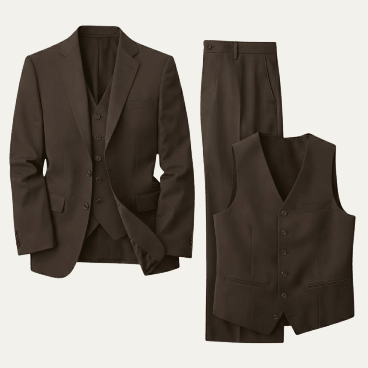 Men's Linen Suit Set -Slim Fit Three-Piece Front Closure