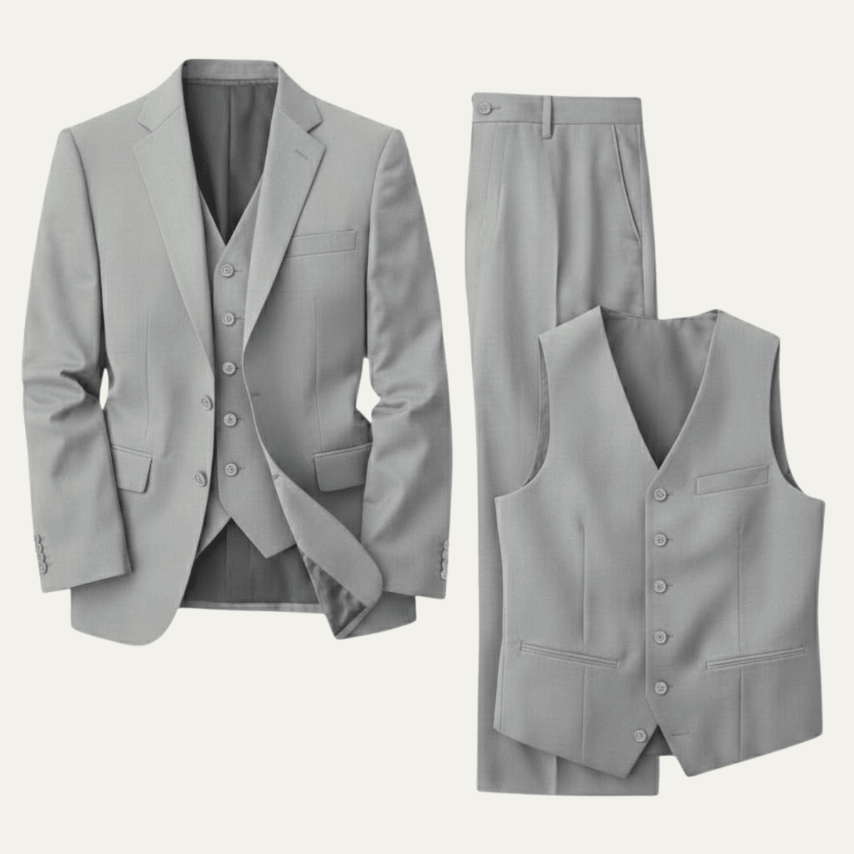 Men's Linen Suit Set -Slim Fit Three-Piece Front Closure