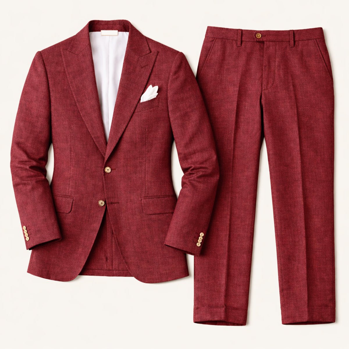 Men's Linen Suit - Tailored Fit Textured Jacket & Trousers