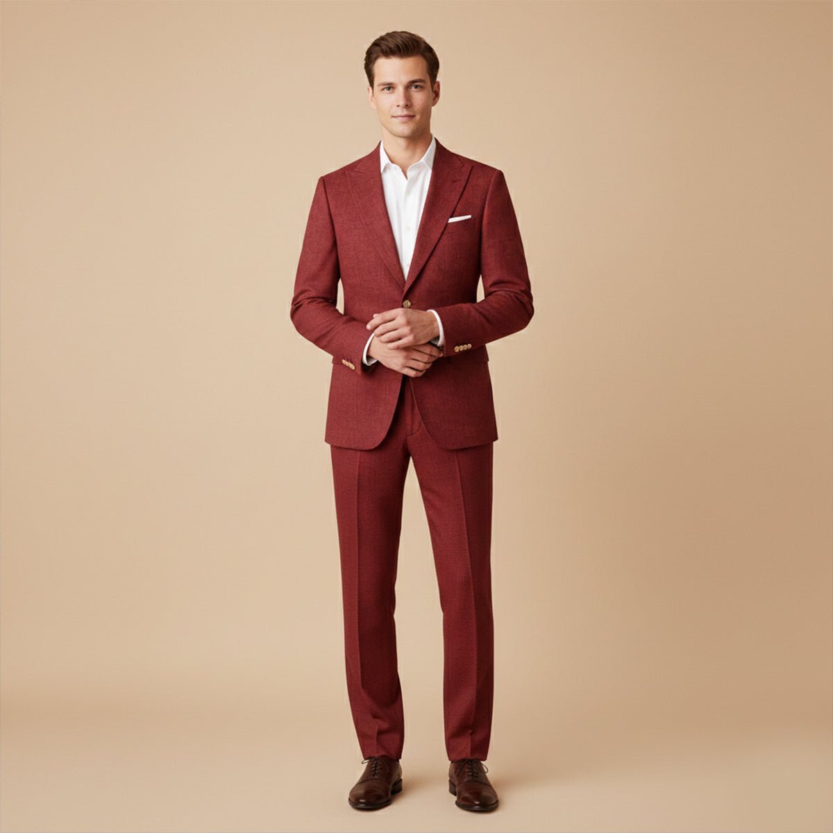 Men's Linen Suit - Tailored Fit Textured Jacket & Trousers