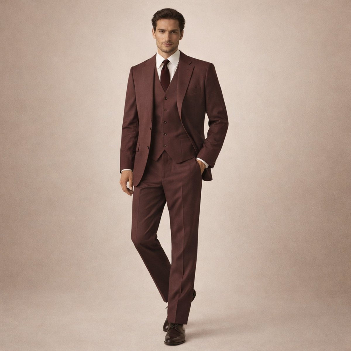 Men's Linen Three-Piece Suit - Tailored Fit Jacket Waistcoat & Trousers