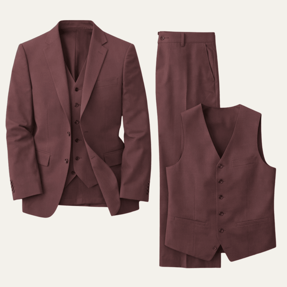 Men's Linen Three-Piece Suit - Tailored Fit Jacket Waistcoat & Trousers