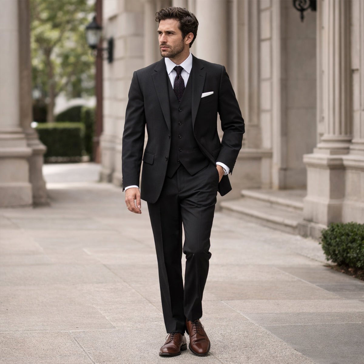 Men's Linen Three-Piece Suit - Tailored Fit Jacket Waistcoat & Trousers