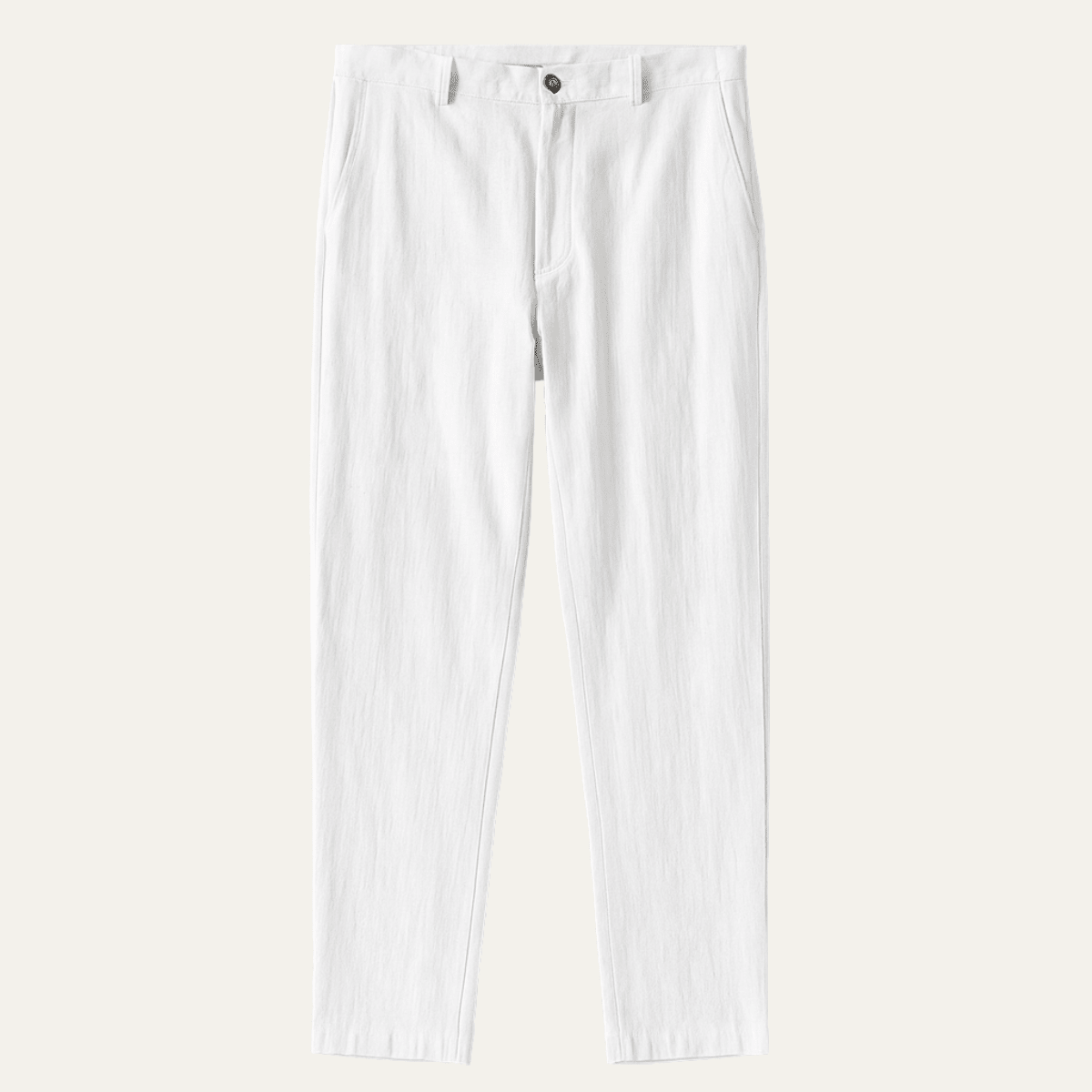 Men's Linen Trousers - Relaxed Fit Straight Leg Button & Zip Closure