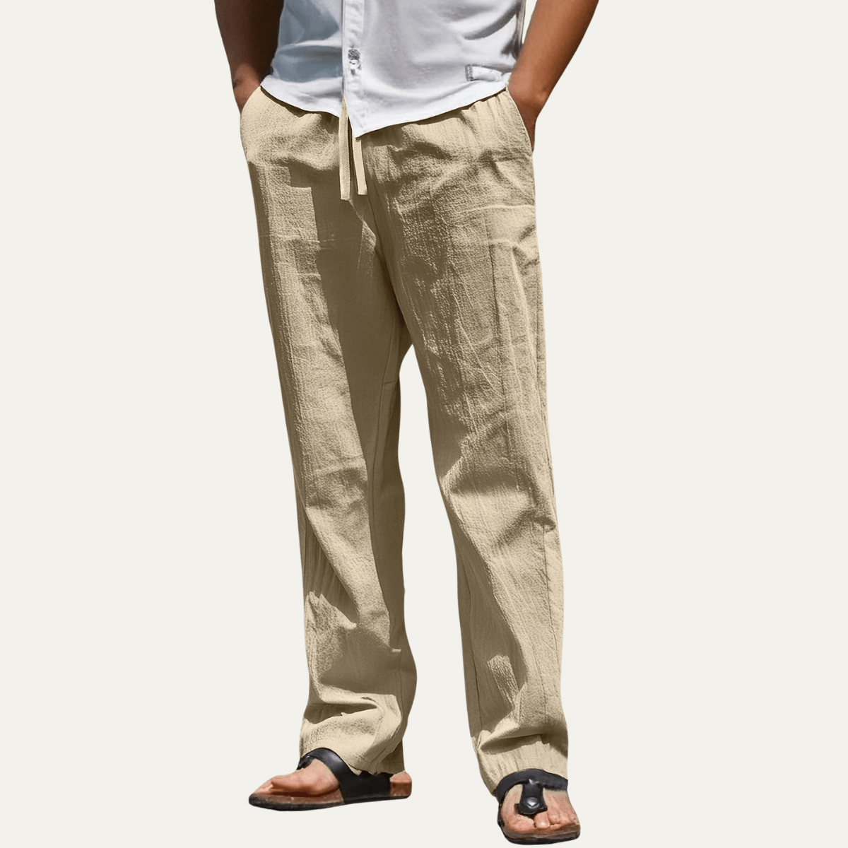 Men's Linen Trousers - Tapered Fit Shaped Leg Design