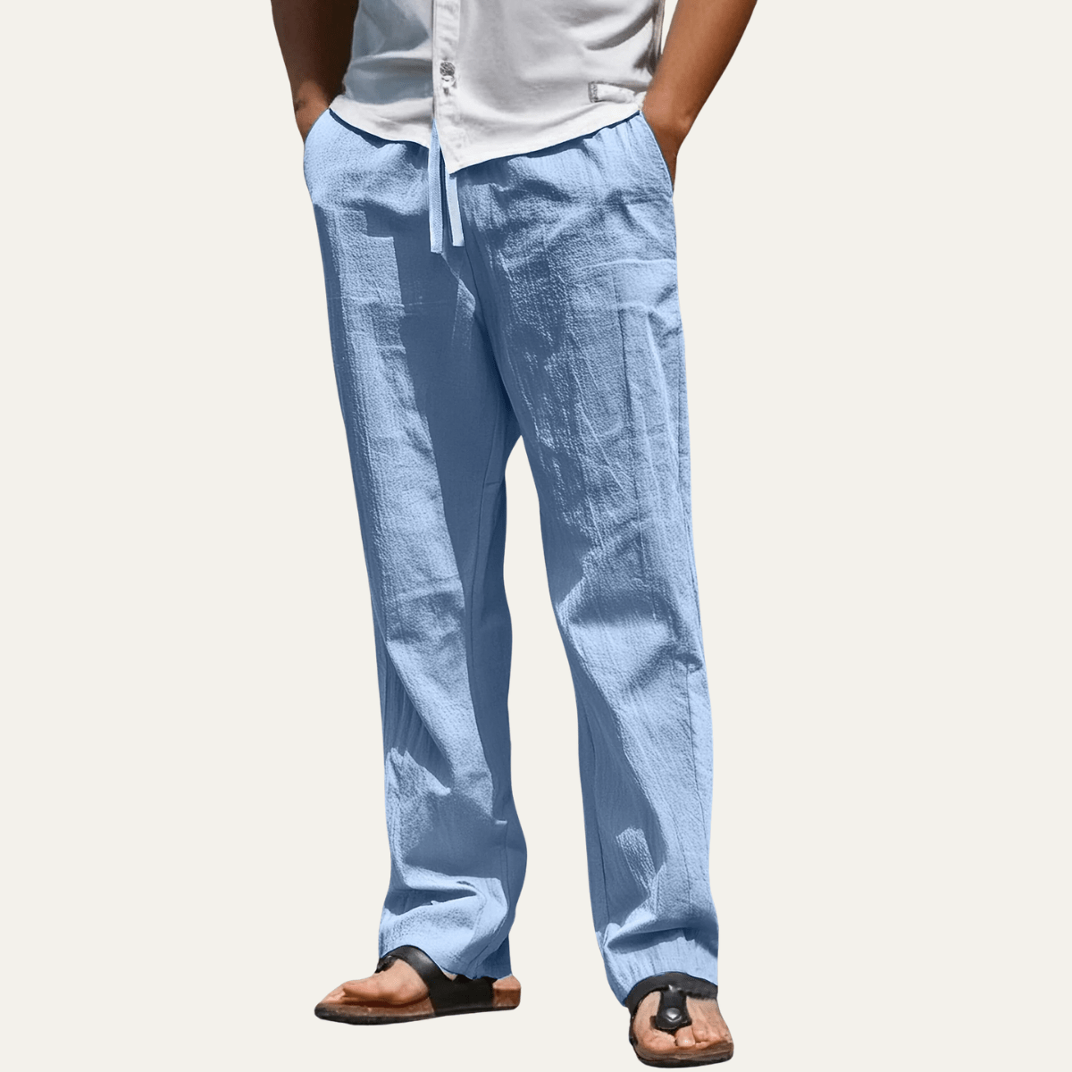 Men's Linen Trousers - Tapered Fit Shaped Leg Design