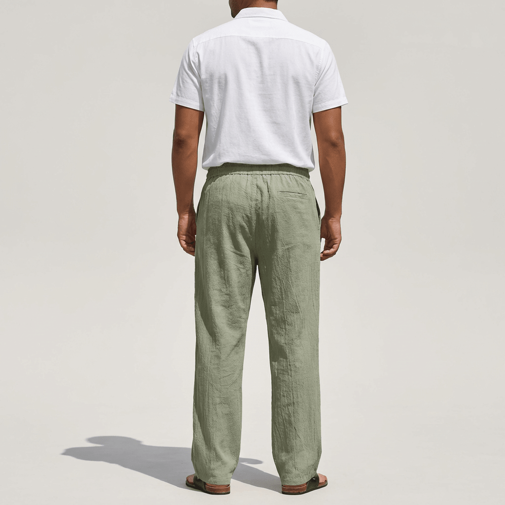 Men's Linen Trousers - Tapered Fit Shaped Leg Design