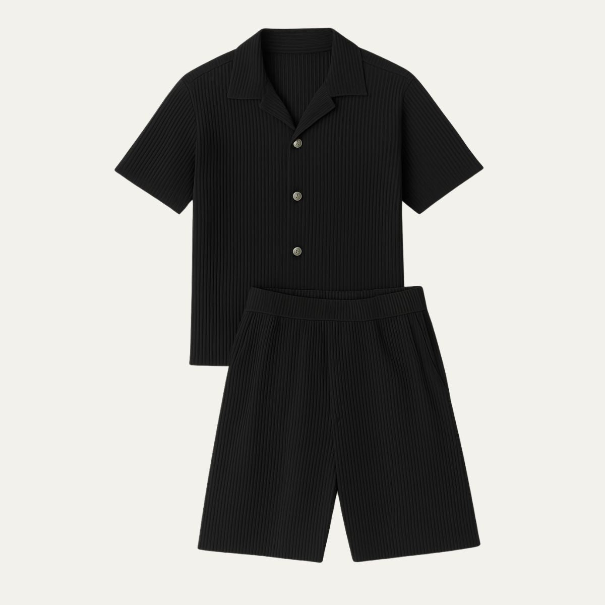 Men's Linen Two-Piece Set - Relaxed Fit Short Sleeve Open Collar & Trousers