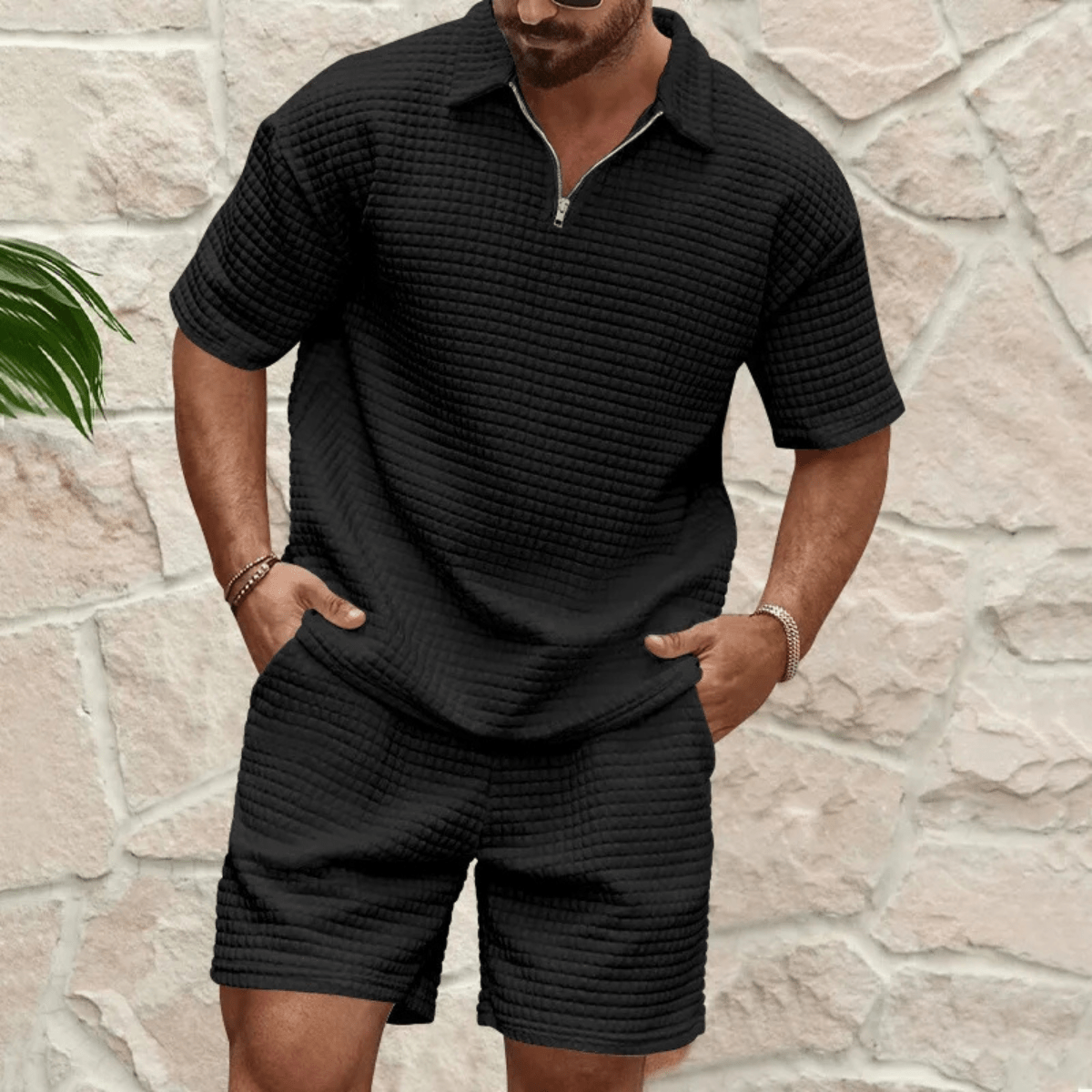 Men's Polo Set — Short Sleeve Relaxed Fit Matching Shorts