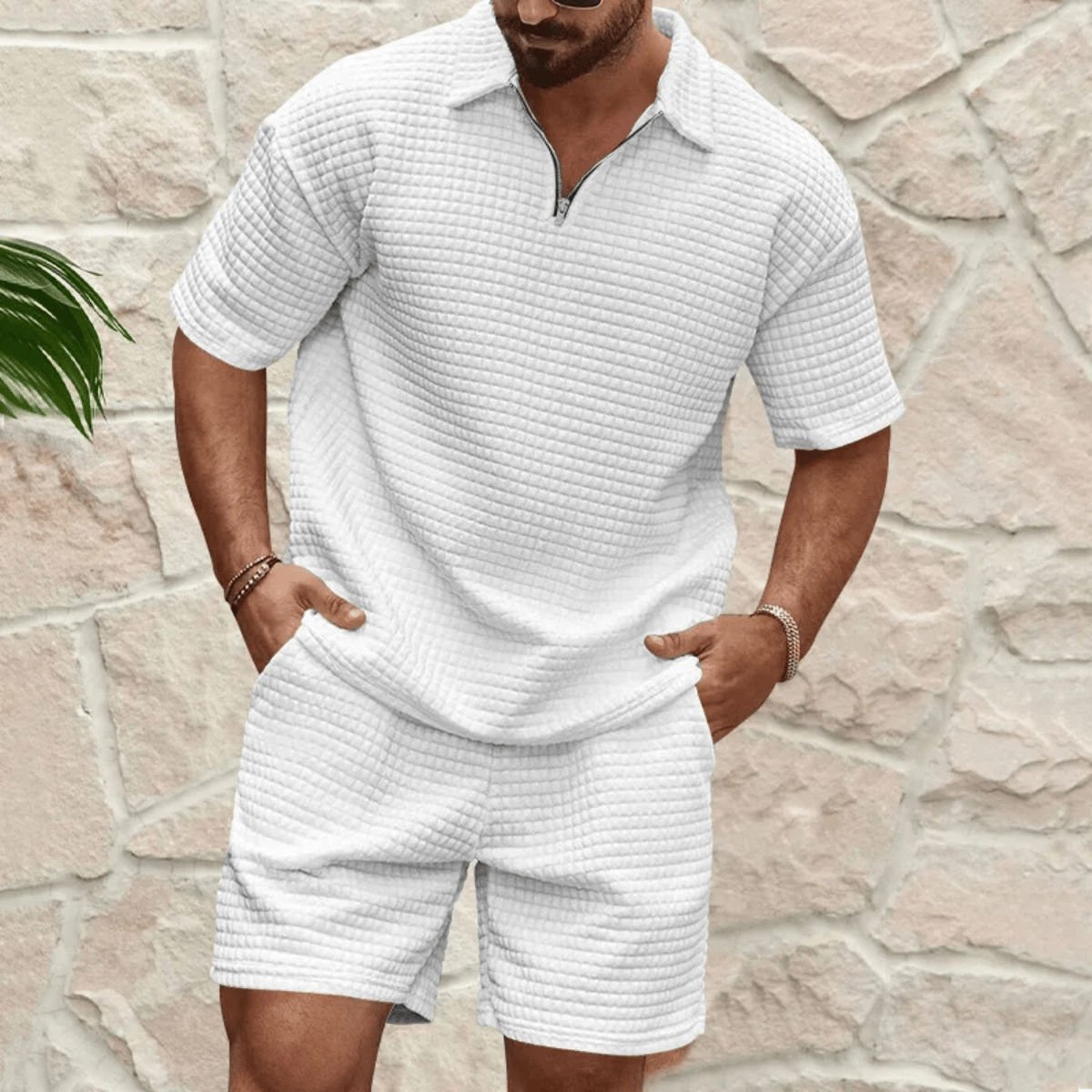 Men's Polo Set — Short Sleeve Relaxed Fit Matching Shorts