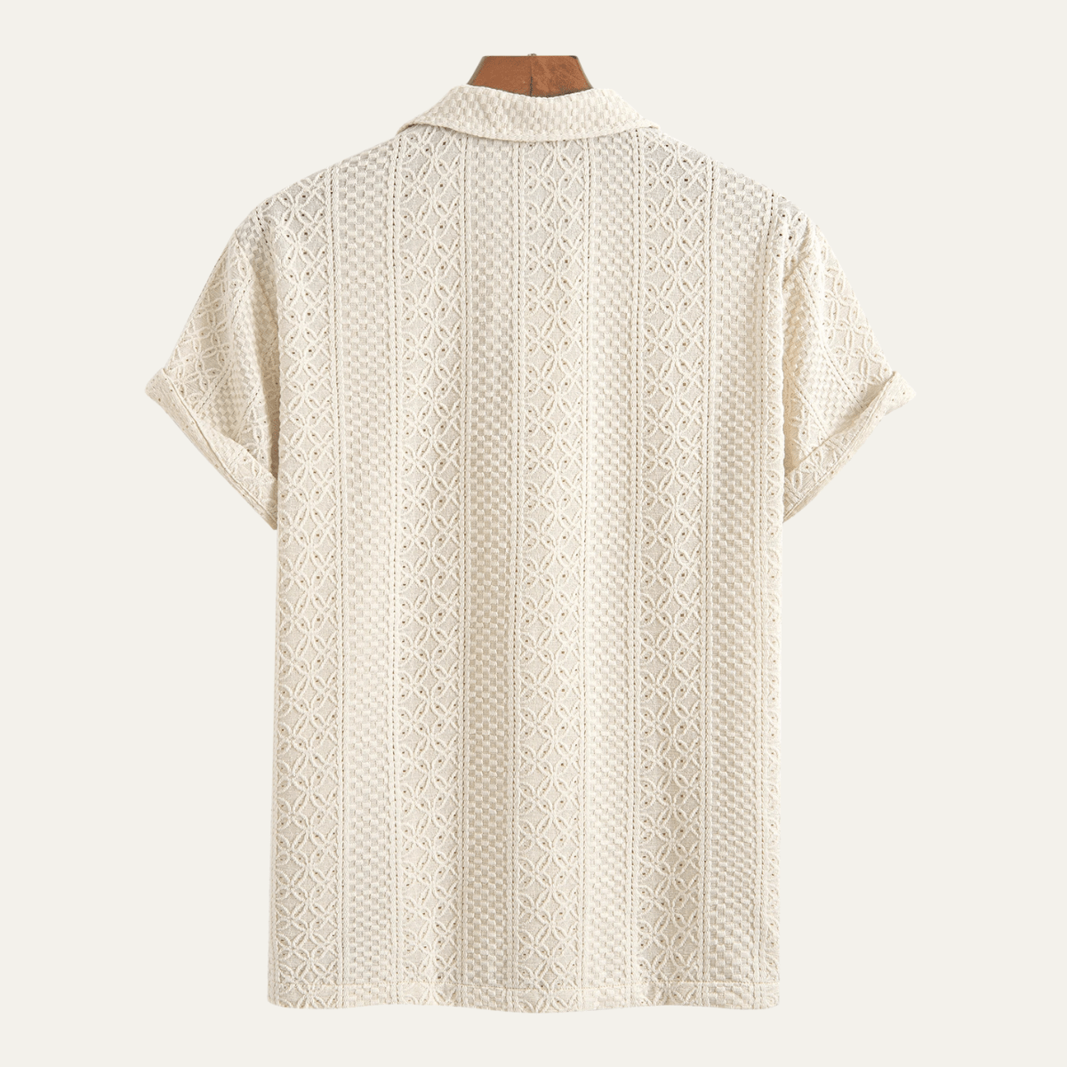 Men's Polo Shirt — Jacquard Knit Short Sleeve Button Placket