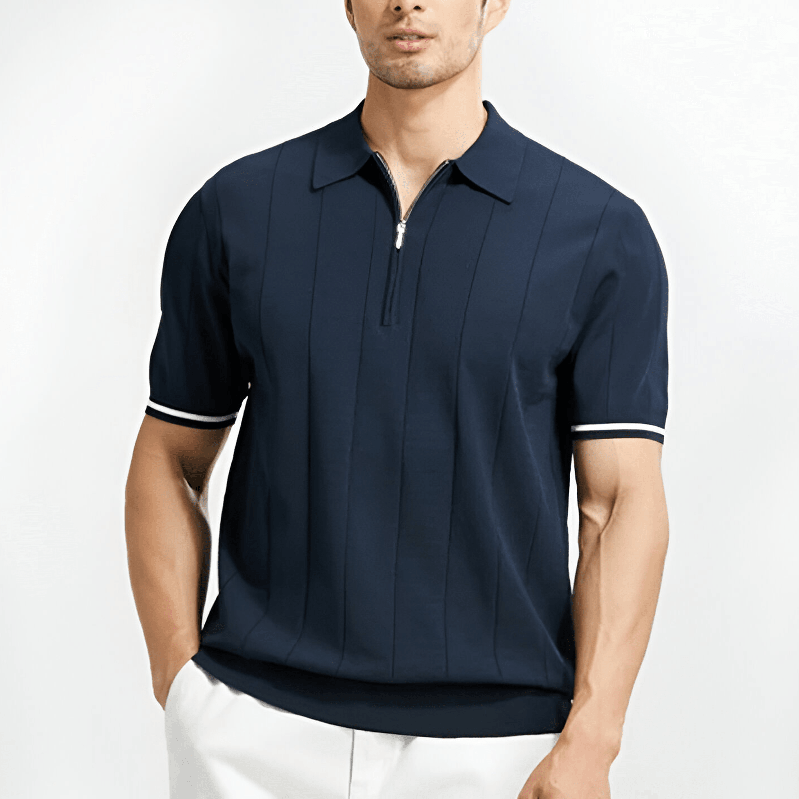 Men's Polo Shirt — Regular Fit Short Sleeve Quarter-Zip Closure