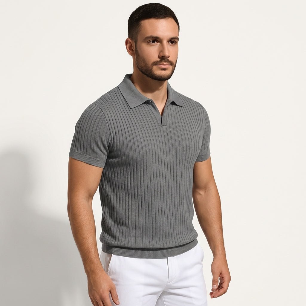 Men's Polo Shirt — Slim Fit Short Sleeve Button Placket