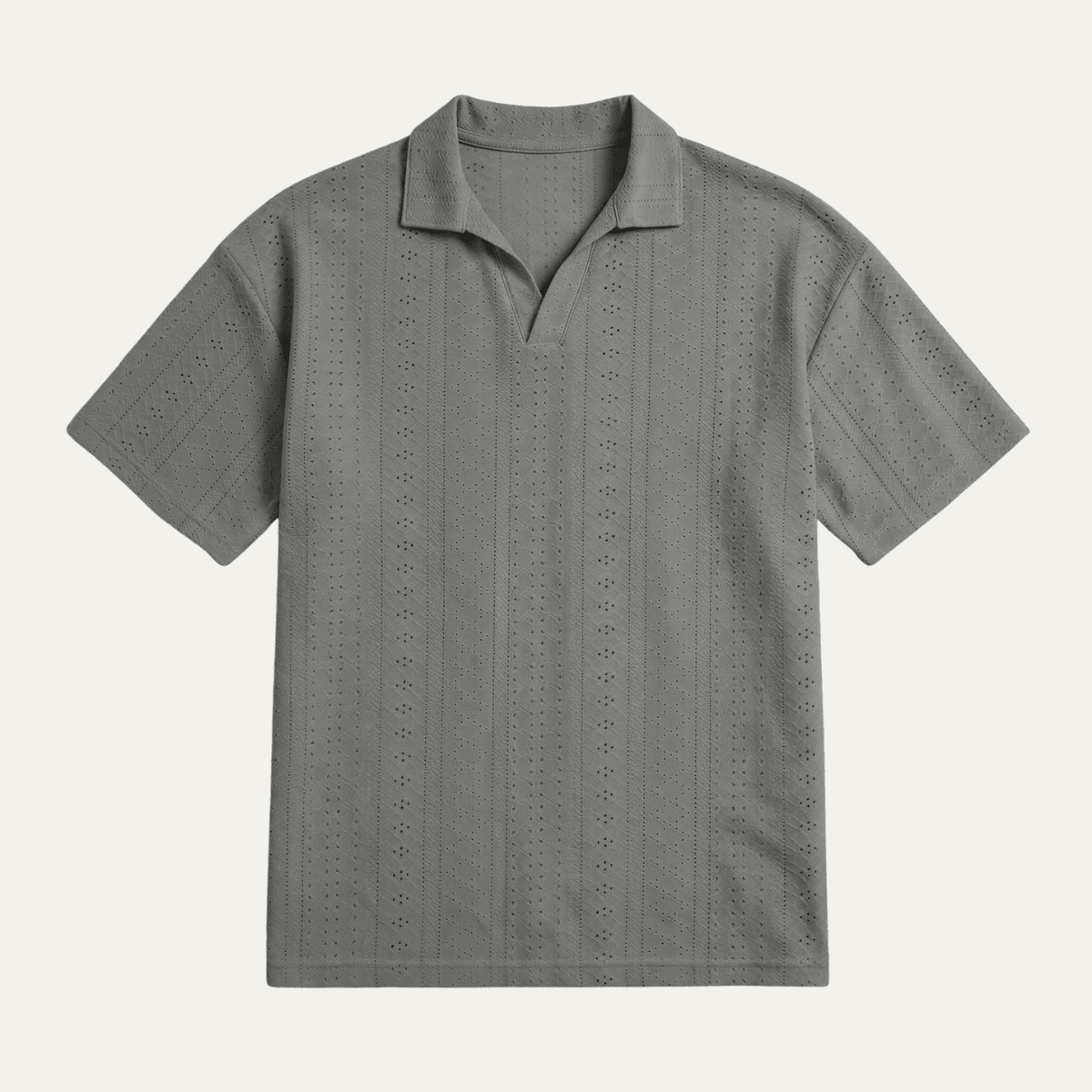 Men's Polo Shirt — Textured Knit Short Sleeve Collar Regular Fit