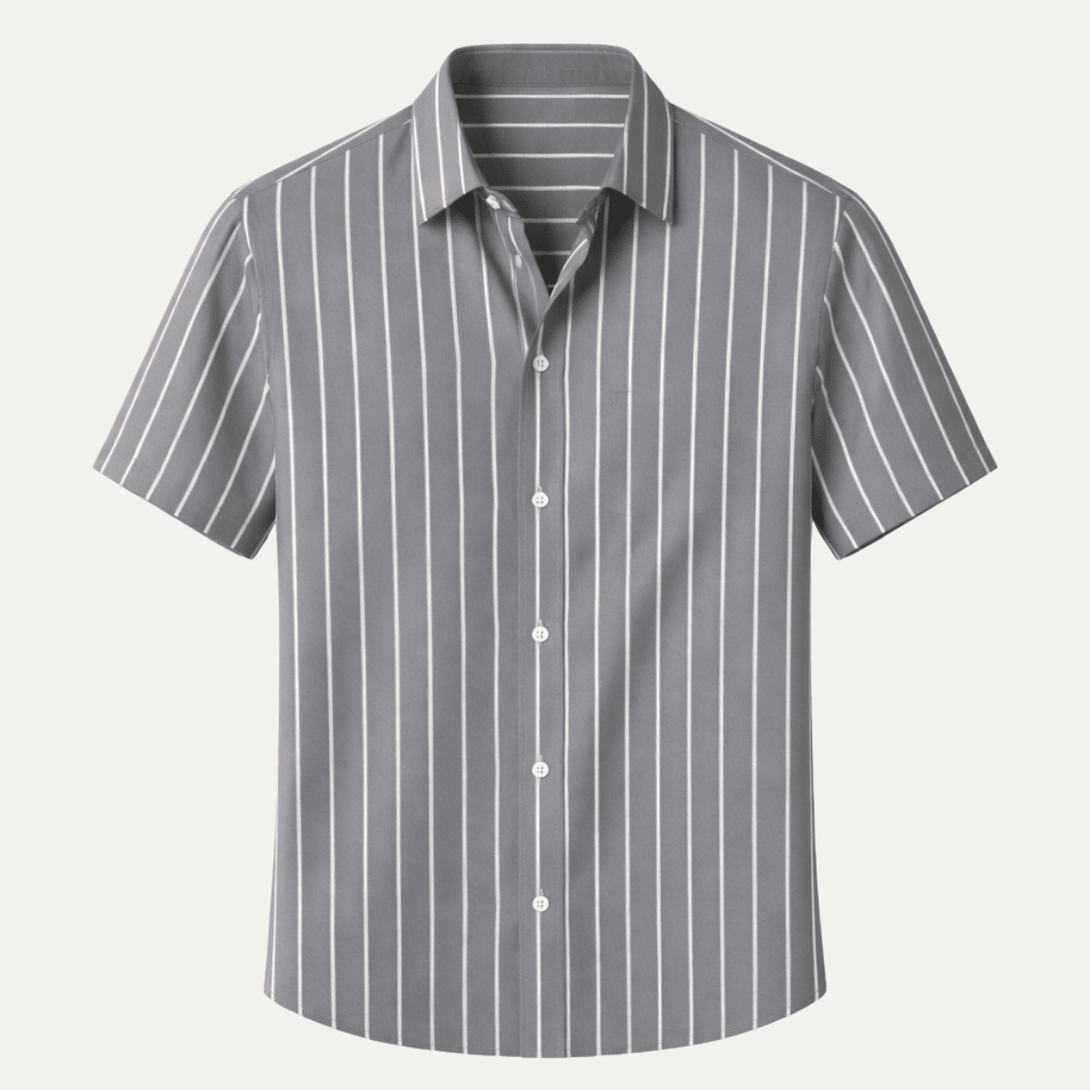 Men's Shirt — Striped Pattern Long Sleeve Button Placket