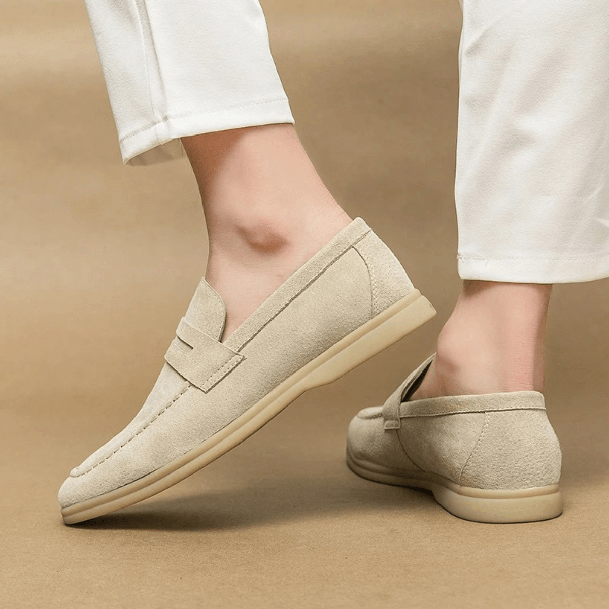 Men's Slip-On Loafers — Low Sole & Stitched Detail