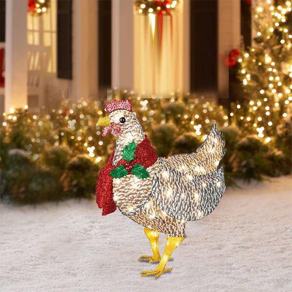 Illuminated Decorative Hen With Scarf