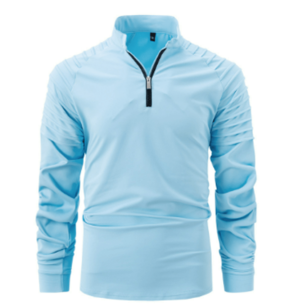 Quarter Zip Polo Shirt Men Stylish Casual Sweater