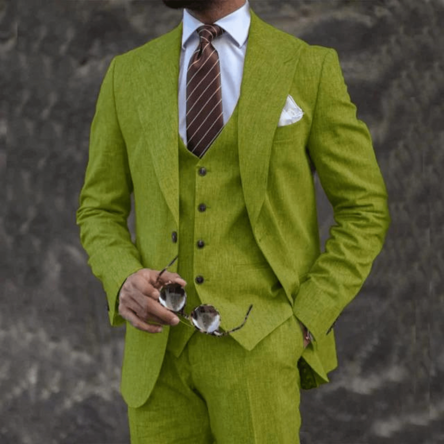 Suit Set Men Lightweight Tailored Fit Formal Style