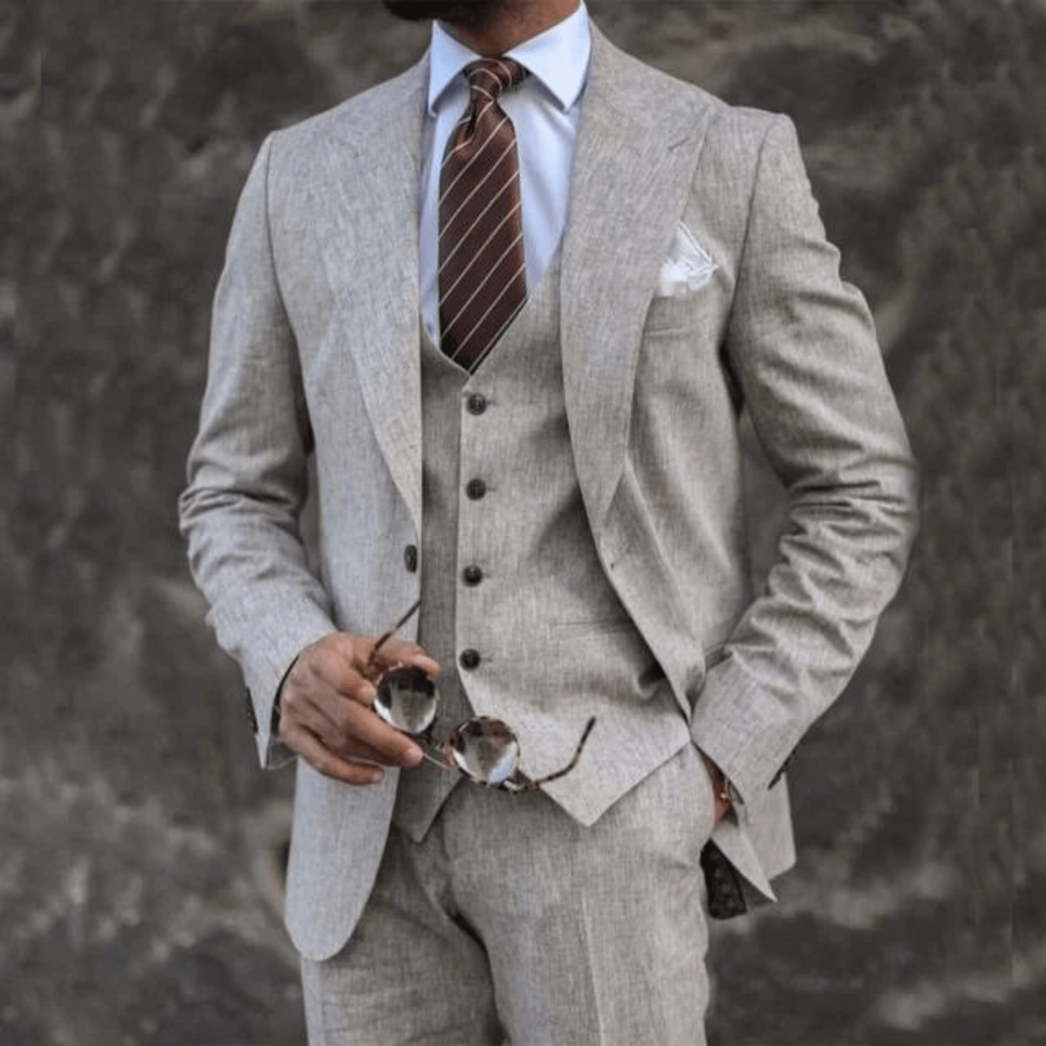 Suit Set Men Lightweight Tailored Fit Formal Style