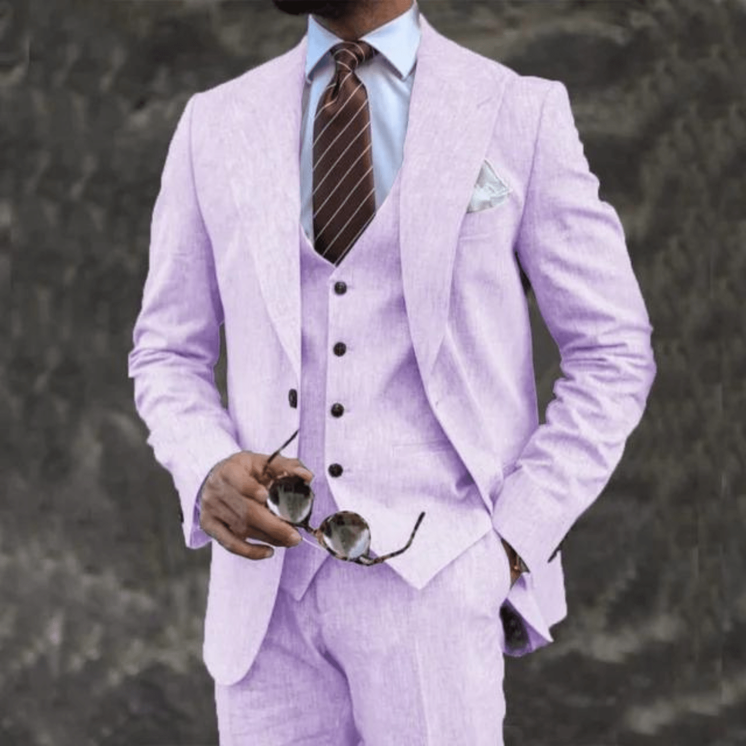 Suit Set Men Lightweight Tailored Fit Formal Style