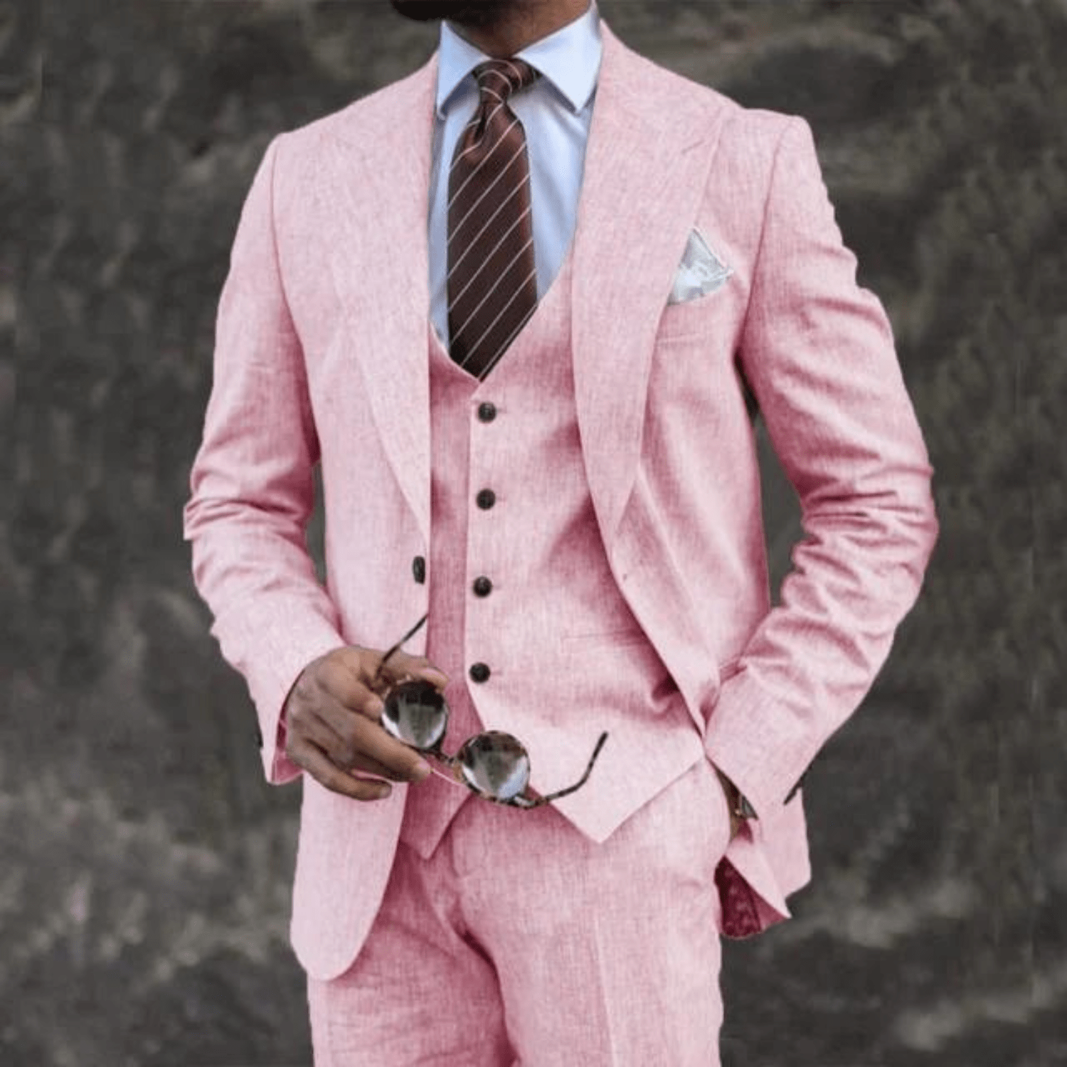 Suit Set Men Lightweight Tailored Fit Formal Style