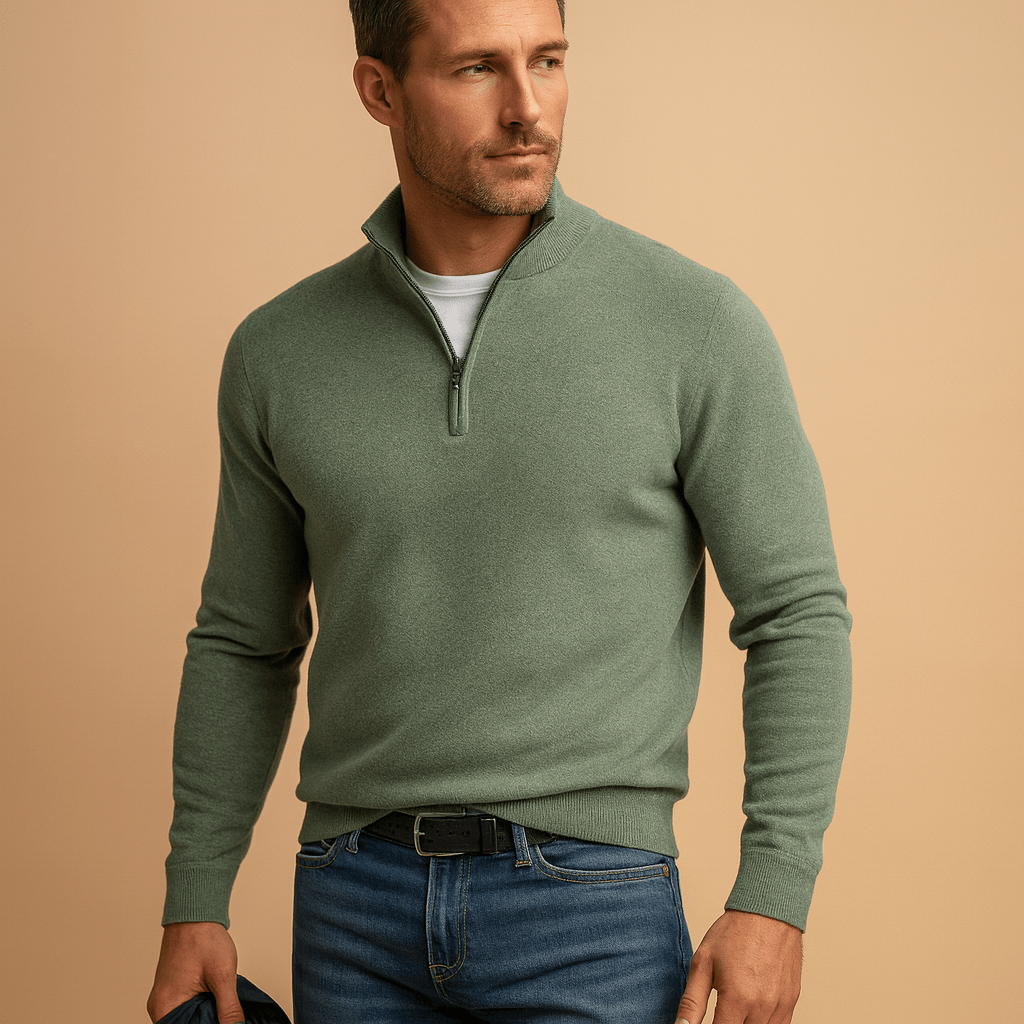 Sweater Men Comfortable Fit Front Zipper Closure for Daily Use